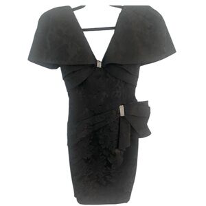 Elegant Black Dress with Bow Detail